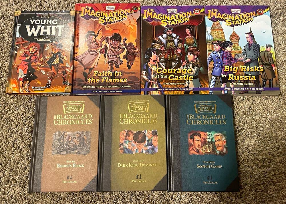 Adventures in Odyssey Mixed Book Lot of 7 Imagination Station Blackgaard Whit